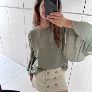 Mini jeans botones verde