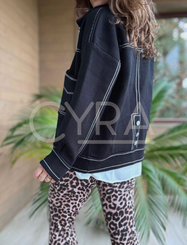 Chaqueta lana dibujo negro - Imagen 2