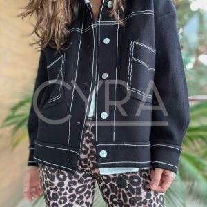 Chaqueta lana dibujo negro