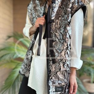 Chaqueta sin mangas reversible plateada