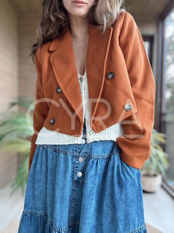 Blazer corto paño cafe - Imagen 4
