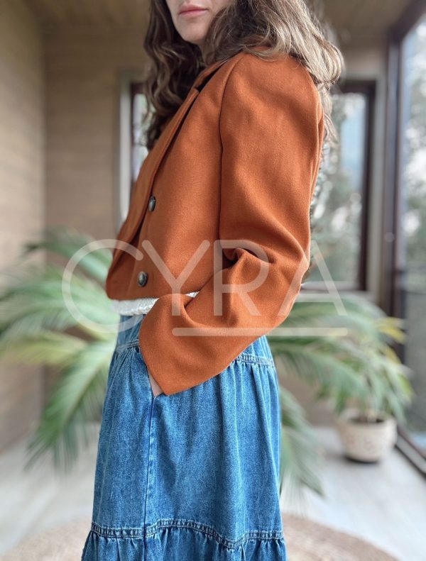 Blazer corto paño cafe - Imagen 3