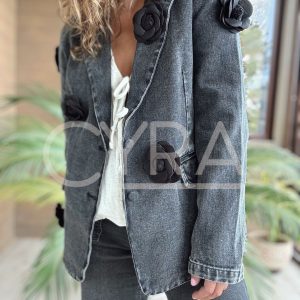 Blazer jeans Flor negro