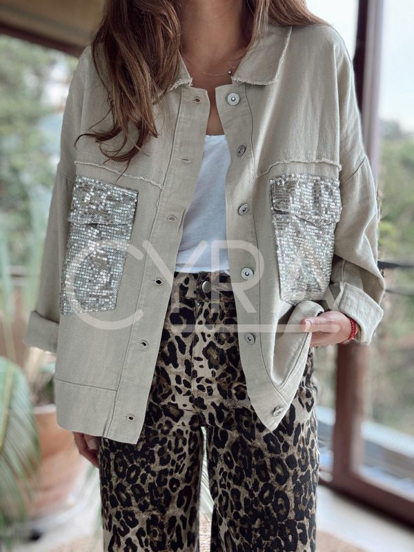 Chaqueta lino lentejuelas - Imagen 4