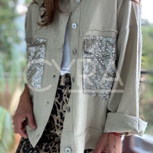 Chaqueta lino lentejuelas