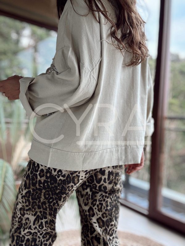 Chaqueta lino lentejuelas - Imagen 3