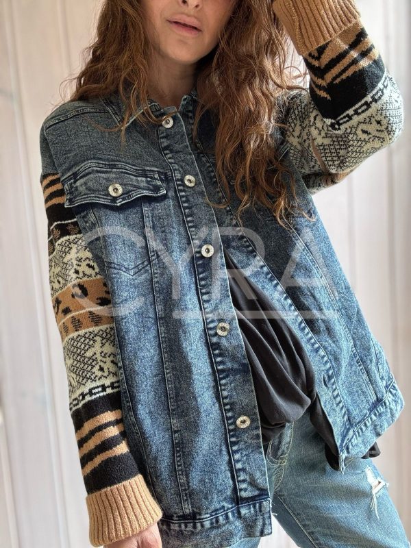 Chaqueta mixta jeans Camel - Imagen 2