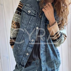 Chaqueta mixta jeans Camel