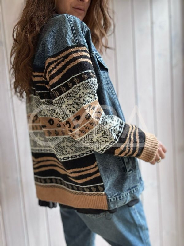 Chaqueta mixta jeans Camel - Imagen 4