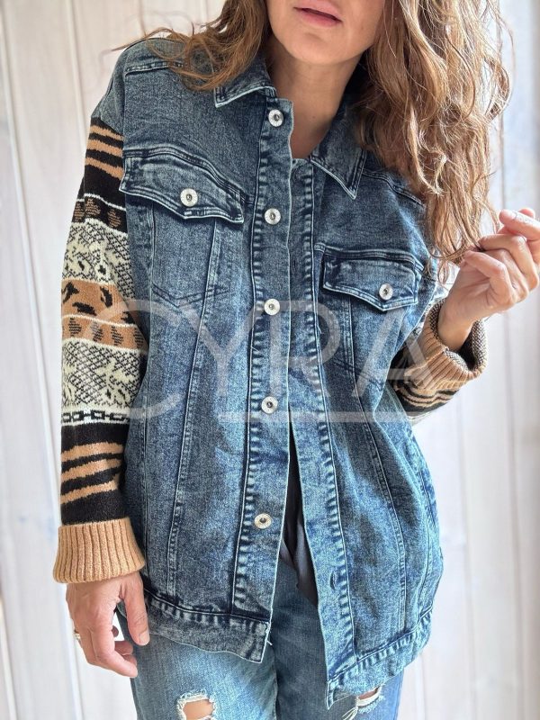 Chaqueta mixta jeans Camel - Imagen 3